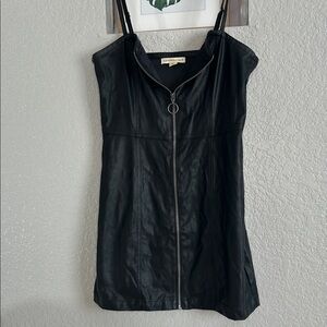 Aeropostale Black Faux Leather Zip-Up Dress